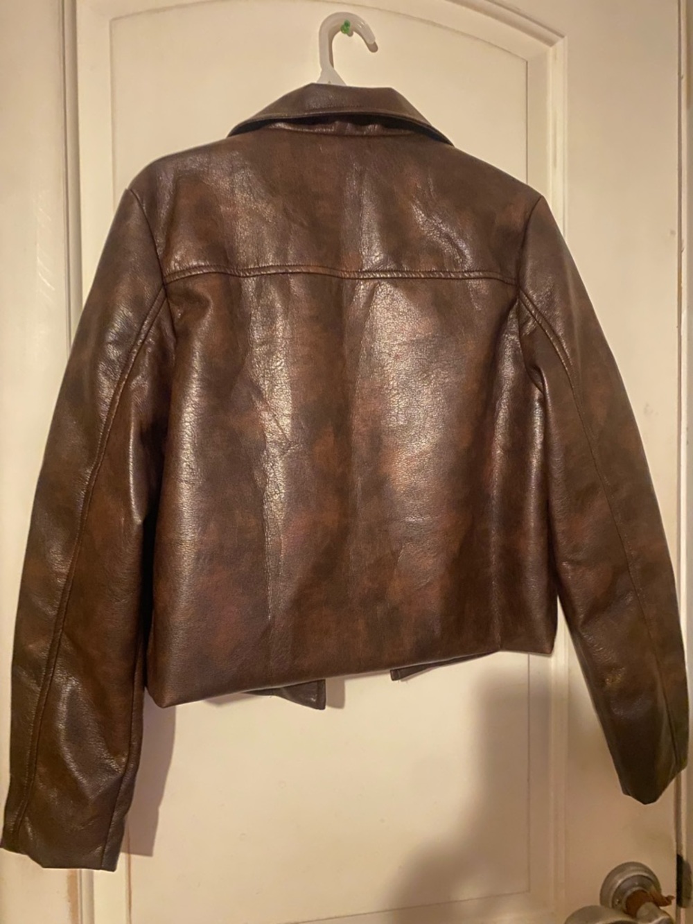 SHEIN Brown Button-Front Leather Jacket for Women - Picture 3 of 3